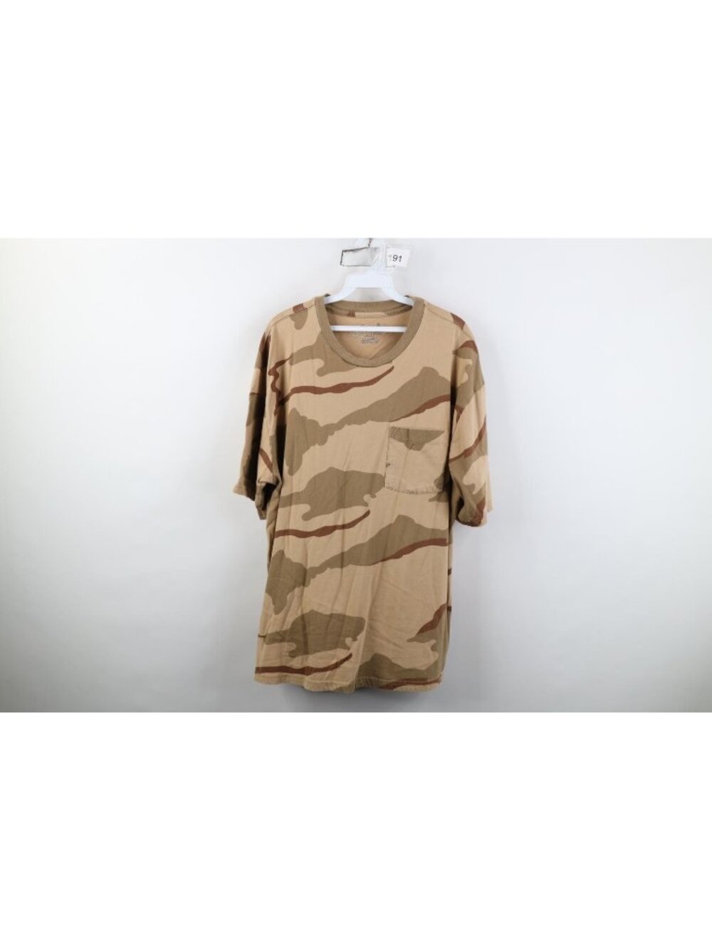Vintage Y2K Streetwear Mens 2XL Faded Desert Camouflage Pocket T-Shirt Cotton